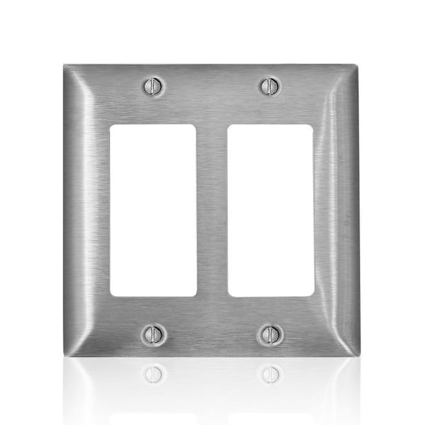 Leviton Leviton C-Series Stainless Steel 2 gang Metal Decorator Wall Plate 1 pk SL262-000 - main